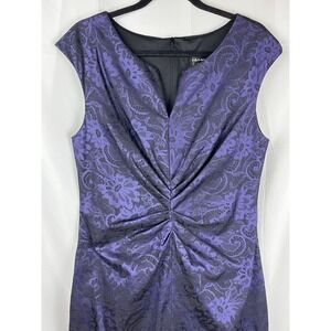 Connected Apparell Violet‎ Black Floral Whimsigoth Jacquard Sheath Dress Size 14